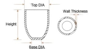 Conical Cylinder Shape Stock Dimensions